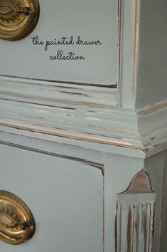 the painted drawer collection has gold knobs