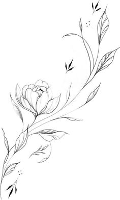 a black and white drawing of some flowers