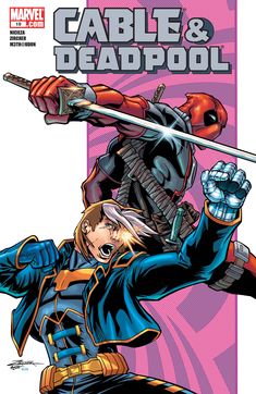 the cover to cable and deadpool comic book, with an image of a man holding a