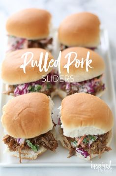 pulled pork sliders on a white plate