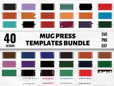 the muc press templates bundle includes 40 different colors and font options for each item