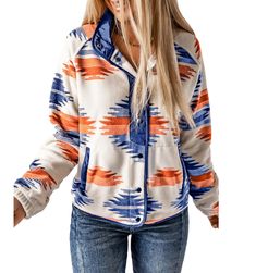 PRICES MAY VARY. Feature:Snap button down closure, 2 hand pockets and 1 chest pocket, long sleeve, stand collar, relaxed fit, fleece western tribal jacket for women, casual Aztec print shacket, warmth jacket coat. Match:The women's aztec shirt jackets are easy to match with shirt, tank tops, jeans, sneaker or boots, women's long sleeve fleece coat bringing you cozy wearing experience. Occasion:It is an ideal comfortable casual jacket for school, work, leisure, outdoor sports, exercise, club, par Western Aztec, Plush Coat, Fleece Jacket Womens, Legging Jeans, Retro Jacket, Long Sleeve Outerwear, Fashion Hoodies, Ethnic Print, Weave Style