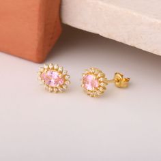 Elevate your jewelry collection with our stunning Pink Tourmaline Stud Earrings, beautifully crafted from luxurious 14K solid gold. Each earring features a pink tourmaline gemstone,  for its vibrant hue and emotional healing properties, making it the perfect gift for someone special or a lovely treat for yourself. The exquisite design is enhanced by sparkling real diamonds that create a stunning contrast, adding just the right touch of glamour for any occasion. These earrings are not only a stat Pink Tourmaline Jewelry, Jewelry Elegant, Tourmaline Jewelry, Tourmaline Necklace, Birthstone Gifts, Solid Gold Jewelry, October Birthstone, Tourmaline Gemstone, Emotional Healing