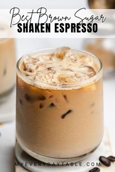 This delicious brown sugar shaken espresso is a must try! This recipe makes an iced shaken espresso with a lightly sweet and creamy flavor, a foamy texture, and a rich espresso finish. This coffee drink is an amazing way to bring your hot coffee into warmer months. With just three ingredients, you can enjoy a coffee shop favorite at home!