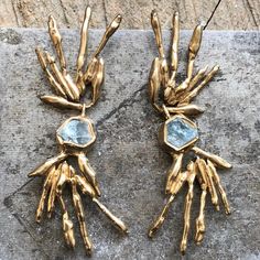 Oracle Earrings - Emilie Shapiro Studio Bucket Of Water, Rain Earrings, Sand Dollar Earrings, Molten Metal, Halo Diamond Earrings, Emerald Birthstone, Crescent Earrings, Deep Roots, Copper Sheets