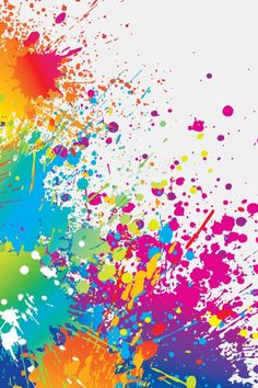 colorful paint splattered on a white background