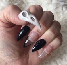 Sharp Claws, Sculpted Nails, Bird Skull, Dark Nails