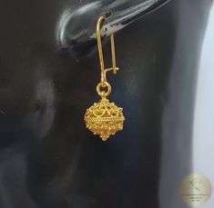 "★ Traditional Croatian filigree ball earrings, handcrafted in solid 14 k gold. Replicas of 19th century Ethnic, Heritage jewelry from Dubrovnik - Dalmatia region. Simple in style, versatile to wear with any outfit, and perfect for any occasion. Earrings end with secure - latching type of ear-wires. ★ *These earrings are handmade on order in 7-10 business days* Due to the handmade creation, every pair is unique, so there can be tiny variations in dimensions of the finished earrings. They are on Temple Jewelry Style Filigree Drop Earrings, Temple Style Filigree Drop Earrings, Temple Jewelry Filigree Drop Earrings, Elegant Ceremonial Jhumkas, Elegant Pierced Jhumkas For Festivals, Formal Filigree Danglers Drop Earrings, Festive Filigree Drop Earrings, Formal Filigree Drop Danglers, Traditional Pierced Danglers For Formal Occasions