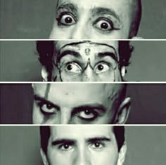 four different pictures of a man's face with eyes