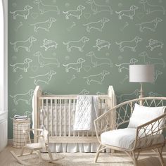 Transform your nursery with this charming Sage Green Dachshund Dog Pattern Silhouette Wallpaper. The soft green hues and adorable dachshund motifs create a playful and soothing atmosphere. Ideal for a nursery or child's room, this wallpaper is both stylish and fun. Bring joy to your space today! #nurserydecor #wallpaper #dachshund #doglover #sagegreen #silhouette #decor #interiordesign #childroom #playful Nursery Decor Wallpaper, Dachshund Nursery, Dachshund Wallpaper, Silhouette Wallpaper, Home Weddings, Wallpaper Nursery, Room Transformation, Wallpaper Modern, Wallpaper Patterns