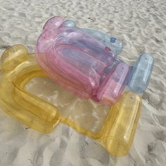 an inflatable float lying on the beach