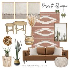 Desert Dream Interior Design Mood Board by KylieWhiteSpace Dream Mood Board, Southwest Decor Living Room, Desert Interior Design, Southwest Living Room, Desert Living Room, Southwest Interior, Desert Inspired Decor, Modern Southwest Decor, Modern Desert Home