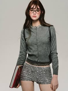 Cardigan Outfit Short, Miu Miu Cardigan, French Inspired Fashion, Arcana Archive, Outfit Short, Elegant Outfit, Party Fashion