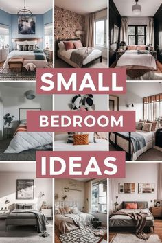 a collage of small bedroom decor ideas