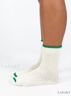 Lasaky - Soft and White Langley Legwear Gold Hair Clips, Cotton Midi Skirt, Women Crew Socks, Soft Sock, Shop Accessories, Online Shop Accessories, Sweatshirt Set, White Sock, Good Stretches