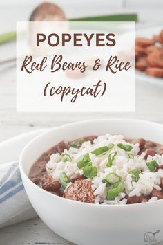 red beans and rice in a white bowl