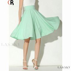 Lasaky - High-Waisted Vintage Style Ice Skating Skirt: Long Casual Midi Skirt Midi Skater Skirt, Midi Skirts Summer, Midi Skirt Casual, Umbrella Skirt, Peplum Tops, Mid Skirt, Maxi Rok, Rock Outfit, Skirts Midi High Waisted