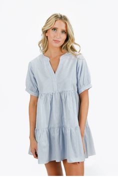 Czarina Sky Striped V-Neck Tiered Babydoll Dress https://www.tobi.com/product/79734-tobi-czarina-striped-v-neck-tiered-babydoll-dress?color_id=113594&utm_source=pinterest&utm_medium=social&utm_campaign={campaignid}_{adgroupid}_{product_id} Flowy Tiered Cotton Dress With Ruffle Hem, Cotton Tiered Mini Dress With Ruffle Hem, Spring Cotton Tiered Dress With Ruffle Hem, Spring Cotton Tiered Day Dress, Spring Tiered Relaxed Fit Dress, Casual Cotton Tiered Spring Dress, Casual Cotton Tiered Dress For Spring, Relaxed Fit Tiered Spring Dress, Beach-ready Cotton Mini Length Tiered Dress