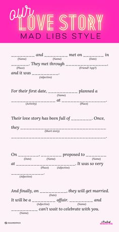 the love story mad lies style is shown in pink and white with black writing on it