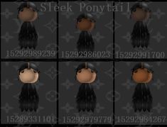 several images of different hair styles on a black background with the words seek ponytail