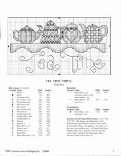 a cross stitch pattern for tea time towel