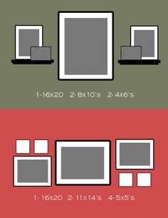 four different colored frames are shown with the same size and color as they appear in this graphic