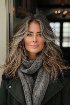 Long Hair Highlights, Long Hairstyles For Women, Grey Hair Over 50, Best Hairstyles For Women, Grey Hair Inspiration, Hairstyles For Women Over 50, Enhance Your Beauty, Long Gray Hair