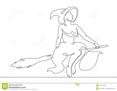 a continuous drawing of a woman riding a horse