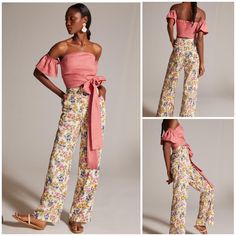 * Tencel, Linen * Front Slant Pockets * Front Zip * Hand Wash * Imported Fitted Summer Pants For Brunch, Fitted High-waisted Pants For Brunch, Fitted Trousers For Brunch, Fitted Summer Brunch Pants, Fitted Floral Print Pants For Day Out, Waist Size, Pink White, Pant Jumpsuit, Anthropologie