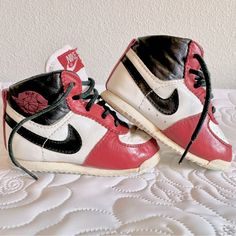 Original Jordan 1 Chicago From 1985 - Size 3 Or 4 Not Sure On Exact Size Because Inside Labeling Has Worn Off. Worn, Some Peeling Of Leather On Inside Of Shoe, But Great Condition For Being 37 Years Old. No Holes No Box Exact Size Unknown But, Appears To Be A 3 Or A 4 Toddler Compared To My Son’s Shoes. Nike Air Jordan 1 High, To My Son, Shoes Vintage, Nike Air Jordan 1, Air Jordan 1 High, Jordan 1 High, Vintage Shoes, Air Jordan 1, Nike Air Jordan