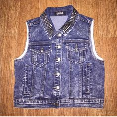 It's New. I Never Wore It. Just Doesn't Have The Tag. Nothing Wrong. Absolutely Perfect! Very Nice Fitted Blue Denim Button-up Vest, Fitted Medium Wash Denim Vest Button-up, Fitted Medium Wash Denim Button-up Vest, Washed Blue Button-up Denim Vest, Medium Wash Button-up Denim Vest With Pockets, Forever 21 Jacket, Denim Vest, Jean Coat, Jean Jacket