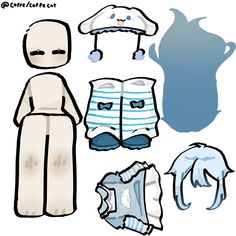 an image of paper dolls with clothes and hats