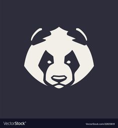 the head of a panda bear in black and white colors on a dark blue background