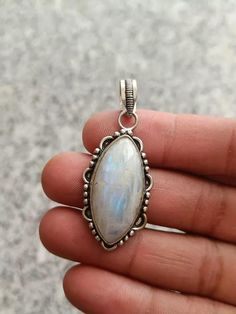 925 Sterling Silver Rainbow Moonstone Gemstone Pendant Rainbow Moonstone Gemstone Pendant Handmade Silver Moonstone Jewelry Gift For Her Handmade *Materials         : Gemstone *Name               : Rainbow Moonstone 925 Sterling Silver Pendants *Color                : Blue (See The Picture) * Quantity         : 1 Pcs. *Weight             : 57 Cts. * Size                 : 43 x 21 mm. *Polishing         : High polishing *Shape              : Mix Shapes *Origin              : India *Plating Handmade Silver Moonstone Gemstones, Silver Moonstone Pendant Gemstones, Silver Moonstone Gemstones For Healing, Natural Silver Moonstone Gemstones, Rainbow Moonstone Pendant, Moonstone Jewelry, Moonstone Pendant, Silver Pendants, Rainbow Moonstone