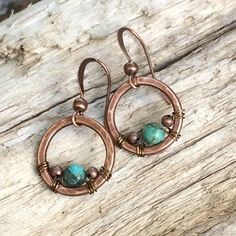 Garnet Earrings Copper Hoop Earrings Birthstone Jewelry Red | Etsy Hammered Copper Jewelry, Hammered Copper Earrings, Boho Hoop Earrings, Earrings Ideas, Turquoise Hoop Earrings, Butter Shrimp, Baby Couture, Natural Stone Earrings, Earring Ideas