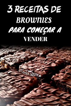 three pieces of chocolate cake with the words 3 recetas de brownies para comecar a venderr