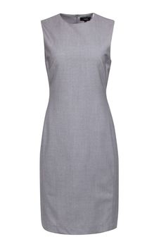 Current Boutique-Theory - Grey Sleeveless Knee-length Sheath Dress Sz 8 Sheath Sleeveless Dress For Work, Sleeveless Office Dress With Flattering Silhouette, Fitted H-line Sleeveless Formal Dress, Fitted H-line Sleeveless Dress For Formal Occasions, Gray Knee-length Office Dresses, Gray Knee-length Formal Dress, Chic Gray Dresses For Work, Classic Fitted Sleeveless Dress With Flattering Silhouette, Fitted Gray Sleeveless Knee-length Dress