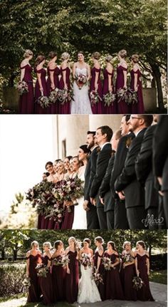 the bride and grooms are posing for pictures