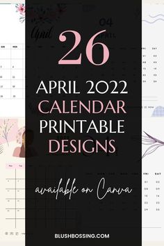 the printable calendar is shown with flowers on it and text that reads,'20 apr 2021 calendar printable designs available on canon