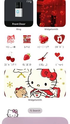 the hello kitty theme is displayed on an iphone's screen, and it appears to be in color