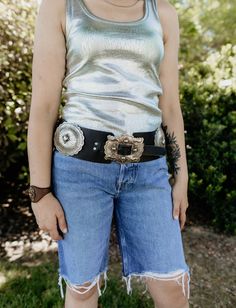 Our Marvel Concho Belt is inspired by the original Marvel line and handcrafted to honor the Marvel family. Featuring beautiful, sterling silver conchos, it’s a bold show-stopper any cowgirl would be proud of! Handcrafted with high quality leather, Mexico silver. S/M: 38" long L/XL: 41" long * This item is excluded from any and all discount codes* Marvel Family, Concho Belt, Kids Pajamas, Discount Codes, Kid Tees, Blue Shorts, Kids Bottoms, High Quality Leather, Jacket Outfits