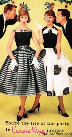 // Holiday Party Fashion, 1950 Fashion, Lingerie Vintage, Carole King, Fifties Fashion, Rockabilly Style, Look Retro, Fashion 1950s, Full Skirt Dress