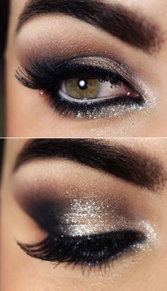 Black Sparkle Glitter make-up - Click on the image now to see more DIY, Home, Beauty and Fashion articles! Fest Smink, Mat Makeup, Smokey Eye Makeup Look, Party Make-up, Makeup Gold, Makeup Pengantin, Makeup Tip, Smink Inspiration, Beauty Make-up