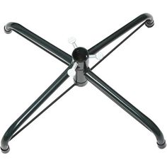 a black and silver metal table with four legs on one end, two are turned upside down