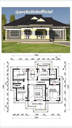 two story house plans with an open floor plan for the front and back of the house