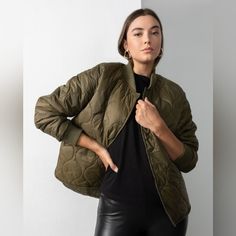 A Boxy, Swingy Silhouette Refreshes The Classic Style Of A Lightweight, Quilted Bomber Jacket That's Easy To Layer Over Other Pieces. Winter Utility Jacket Versatile Style, Versatile Khaki Winter Outerwear, Trendy Olive Outerwear For Fall, Olive Streetwear Outerwear For Fall, Fall Olive Outerwear For Streetwear, Fall Business Casual Outfits, Business Casual Fall, Plus Size Fall Outfit, Fall Transition Outfits