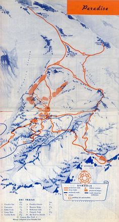 an old map shows the route to paradise, which is located on top of a mountain