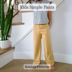 The Kids Simple Pants are a high waisted, wide leg style with options for cropped or ankle length and designed for knit fabrics. No side seams make this a super fast sew. If you feel like a more structured and cozy option, we suggest cotton french terry. For a more flowy look, bamboo jersey is lovely. Or, why not try waffle fabric for some texture! Lots of options here. For fabric, we recommend cotton/lycra jersey, french terry or waffle. Sizes: 2T - 10/11 Pattern Format: PDF with layered letter Pattern Wide Leg Pants, Pants Sewing, Waffle Fabric, Pants Sewing Pattern, Pants Elastic Waist, Pantalon Large, Look Plus, Pattern Download, Projector