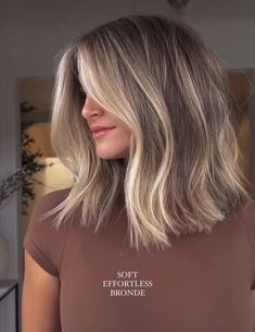 Ash Blonde Balayage Mid Length Hair, Cool Brown Lowlights In Blonde Hair, Root Smudge Brunette To Blonde Short Hair, Darker Blonde Short Hair, Dull Blonde Hair, Blonde To Bronde Short Hair, Short Rooted Blonde Hair, Subtle Balayage Brunette Short Hair, Shadow Root Blonde With Money Piece