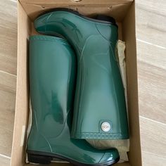 Ugg Green Shaye Waterproof Rain Boots Nwot Original Boot Box Green Rain Boots For Outdoor, Casual Green Slip-resistant Rain Boots, Green Waterproof Boots For Rainy Season, Waterproof Green Boots For Rainy Season, Green Waterproof Boots For Rainy Weather, Green Boots For Rainy Outdoor Season, Green Boots For Outdoor Rainy Season, Green Outdoor Boots For Rainy Season, Green Rainy Season Outdoor Boots